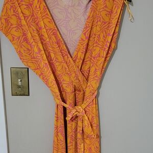 Nine West Orange and Pink Midi Dress